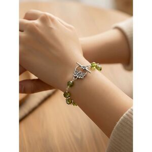Austrian Crystal Olive Green Handcrafted Wire Wrapped Bracelet